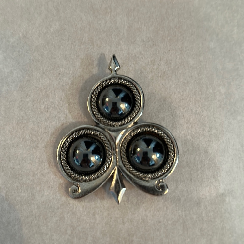 Jay Feinberg Vintage Costume Jewelry Silver Color Deco Pin